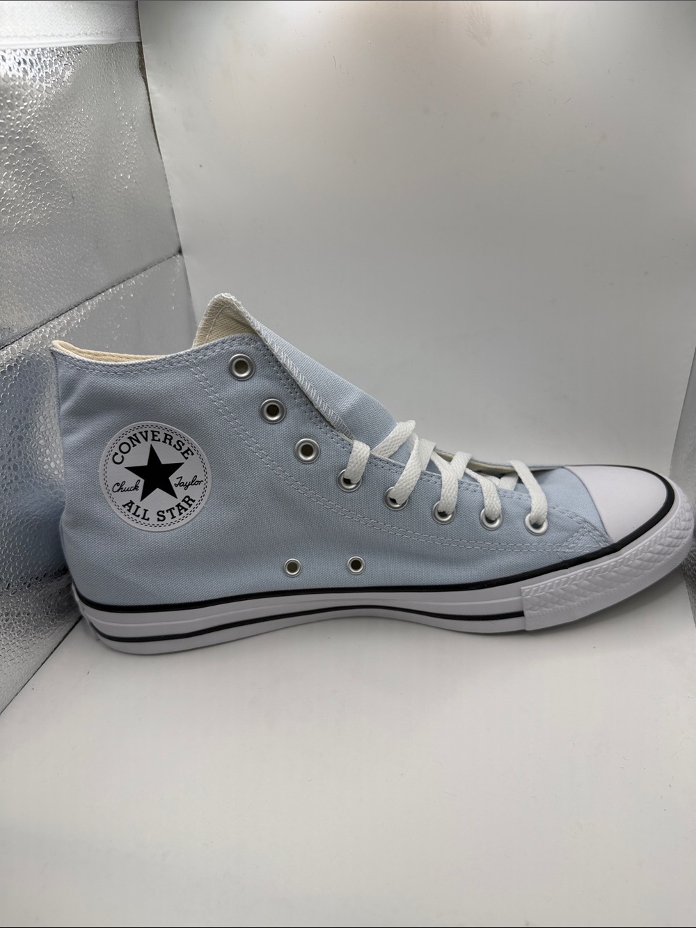 Converse High Top Sneaker in Light Blue and White - Picture 6 of 6